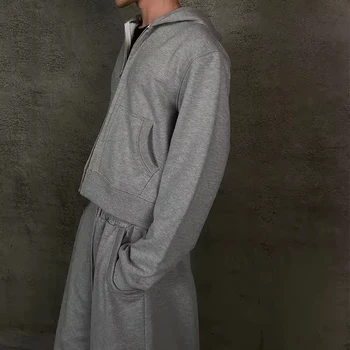 OEM Manufacturer Streetwear Custom Blank Heavy Weight Vintage Rivet Boxy Zip-up Hoodie for Men