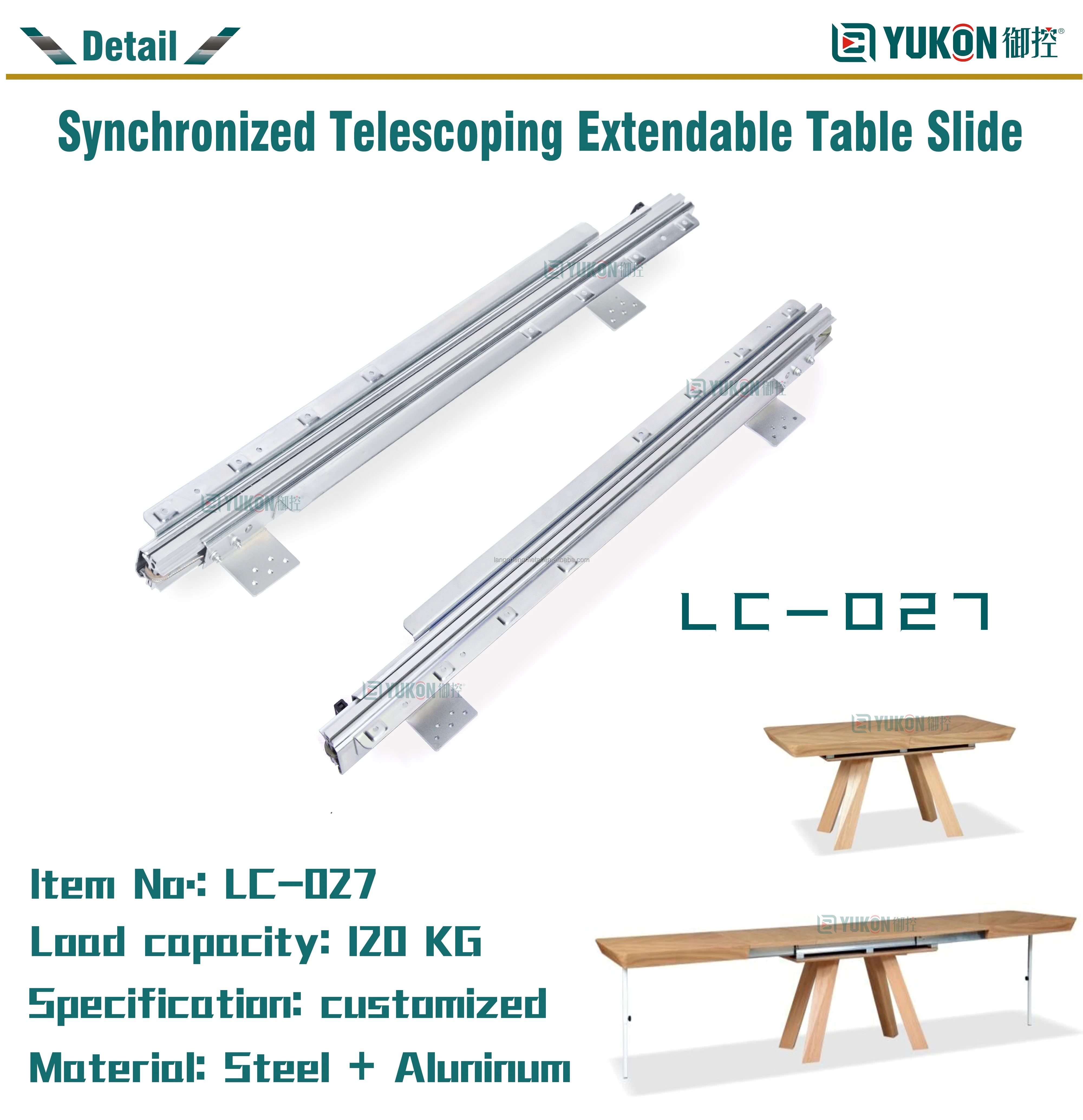 Heavy Duty Steel Aluminum Telescopic Extender Dining Extending Table
