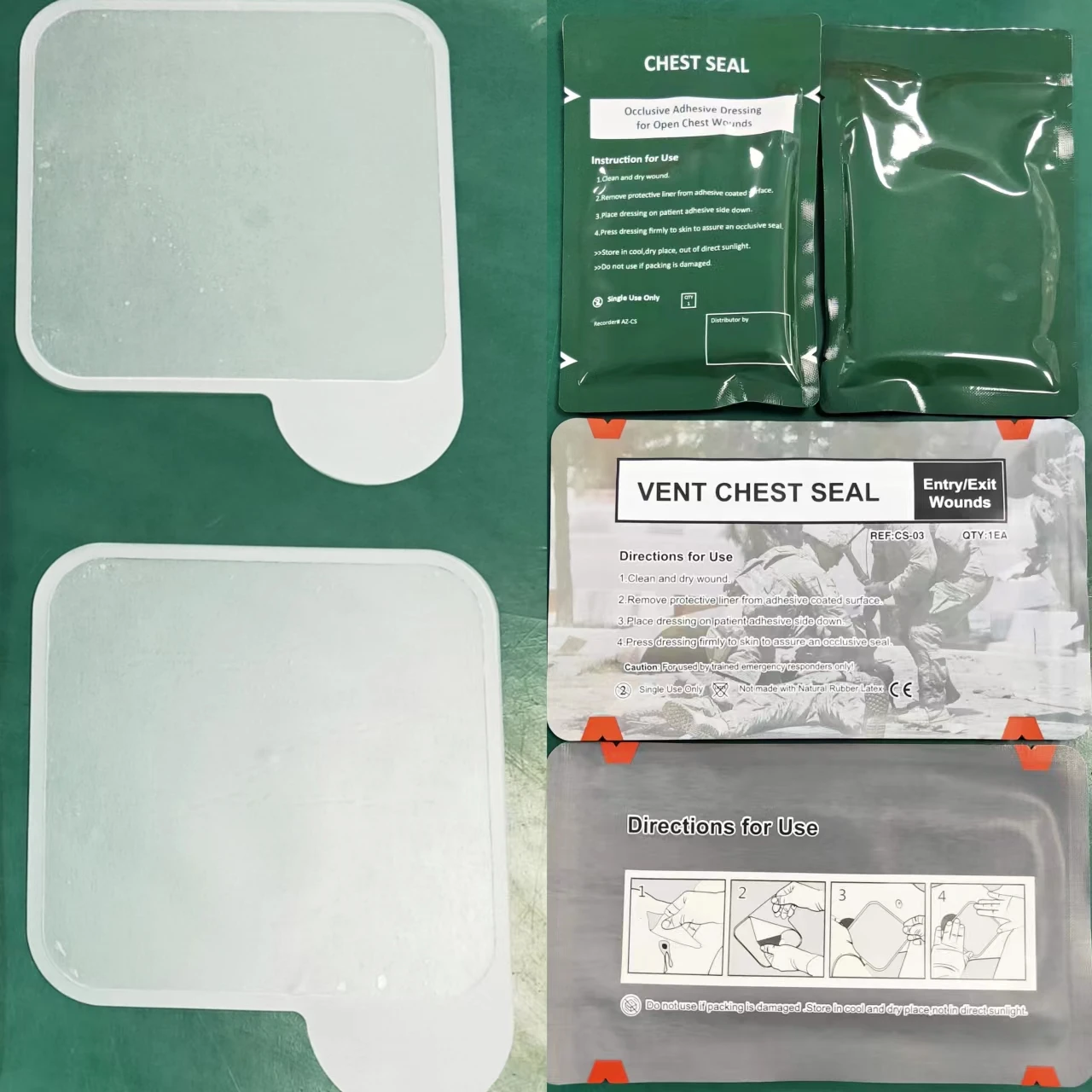 Medresq High Quality First Aid Wound Dressing 4 Holes Vented Emergency Chest Seal For Open Chest