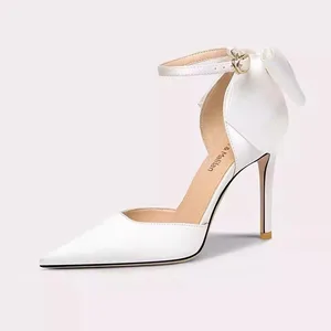 White High-heeled Shoes butterfly Wedding Shoes Pointed-toe Sandals Small Size Fairy-style Shoes for Women
