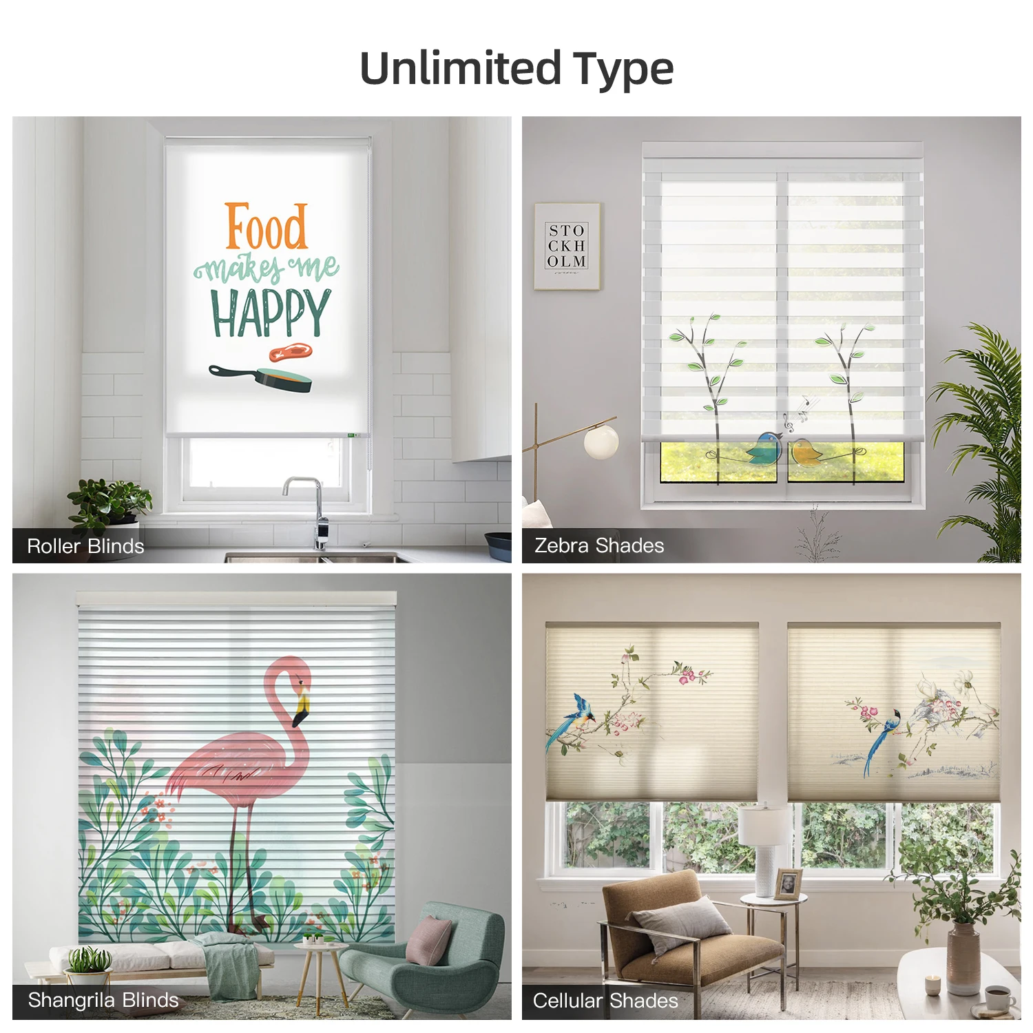 Custom Abstract Printed Oil Painting Window Blinds Modern Painted Large Wall Art Roller Blinds for Window Home Decor