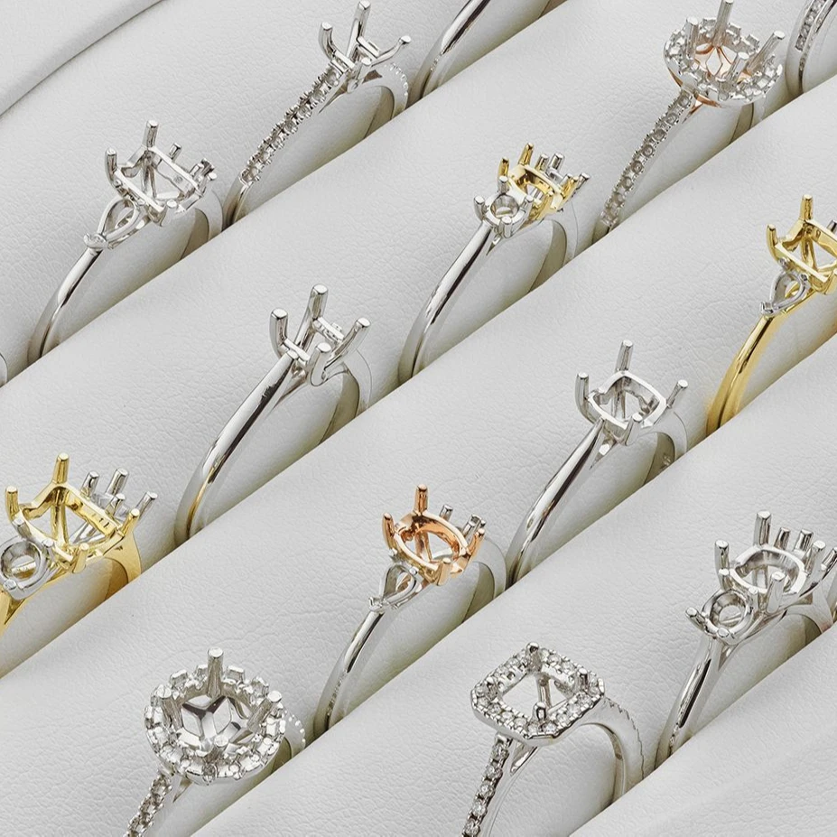 14k/18K/10K White Gold Semi Mount Ring Settings 10K/18K Solid Gold Empty  Ring Setting Without Stones for Diamond Ring Making