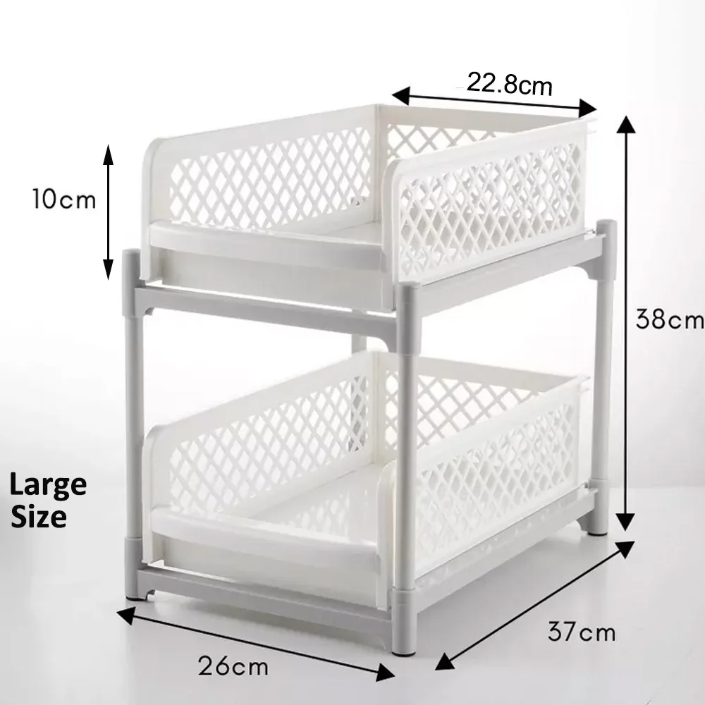 Double Storage Rack Size Double-tier Large Plastic Storage Rack - Versatile Organizer