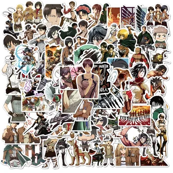 100PCS Attack On Titan anime stickers mixed pack for phone skateboard notebook computer waterproof vinyl sticker