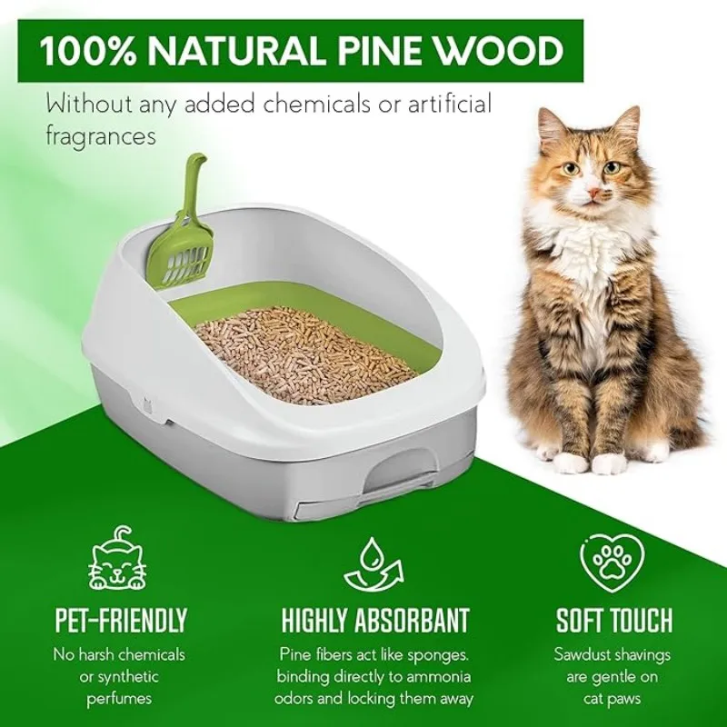 Natural Tasteless Cat Litter Pine Wood Cat Litter Environmental protection Health Strong Water Absorption Cat Litter