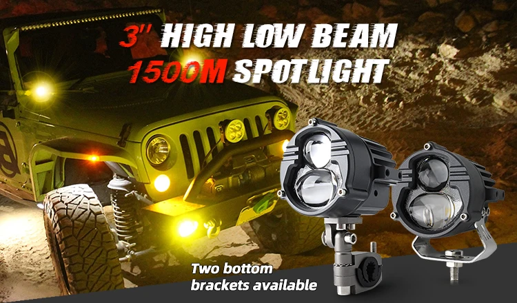 3'' 40W Offroad 4x4 White Yellow External Motorcycle Spotlight, Led Mini Driving Light Dual Color Led Auxiliary Fog Light Yellow