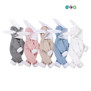 Winter 100% Cotton Toddler Rompers with Zipper Rabbit Rib Bodysuits Plain Baby Playsuits Jumpsuit One Pieces Pajamas Romper
