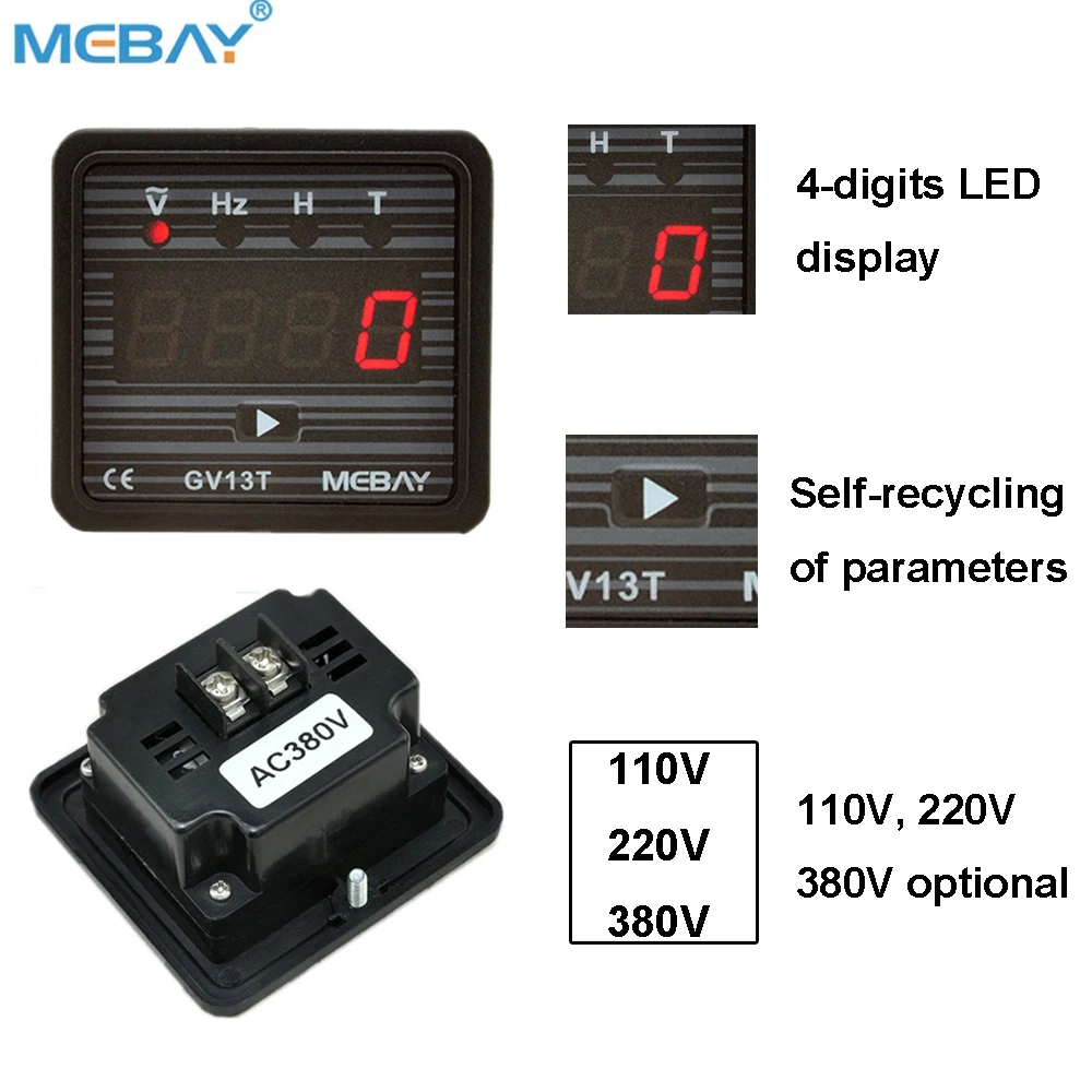 Voltmetro Digitale AC 220V/380V - Con Frequenzimetro E Contatore Ore, Per Generatori - Foto 6