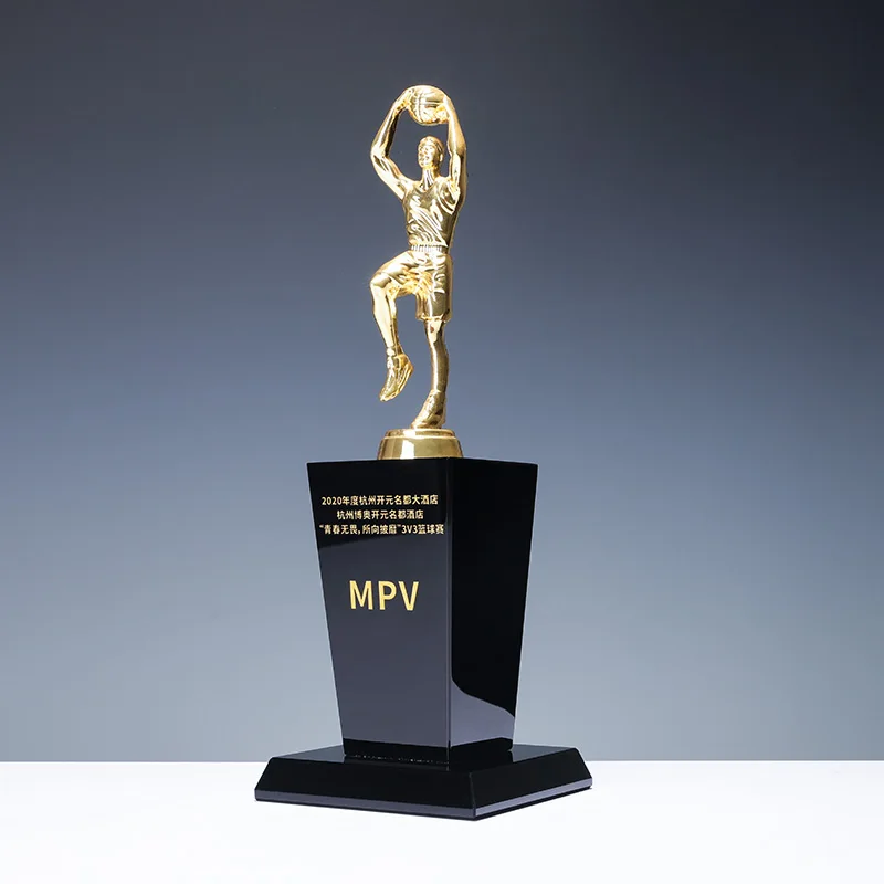 Factory Direct  k9 Crystal Metal  MVP Basketball Trophy With Custom Design factory