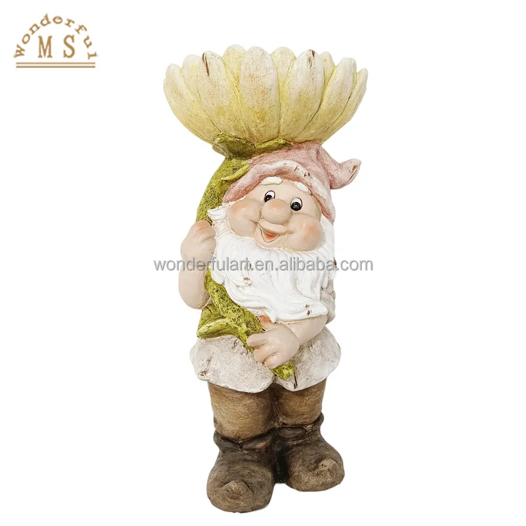 Poly stone old man with white beard Holiday Fairy figurine Home Decoration Art resin garden Ornament