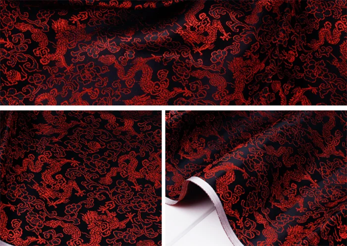 Hot Sale Traditional Chinese Dragon Pattern Jacquard Brocade Fabric Metallic Yarn for Girls' Wedding Dresses