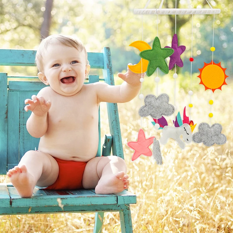 Симпатичная детская игрушка для сна войлочный детский мобильный с деревянной кроваткой подвесная мальчиков и девочек декор детской