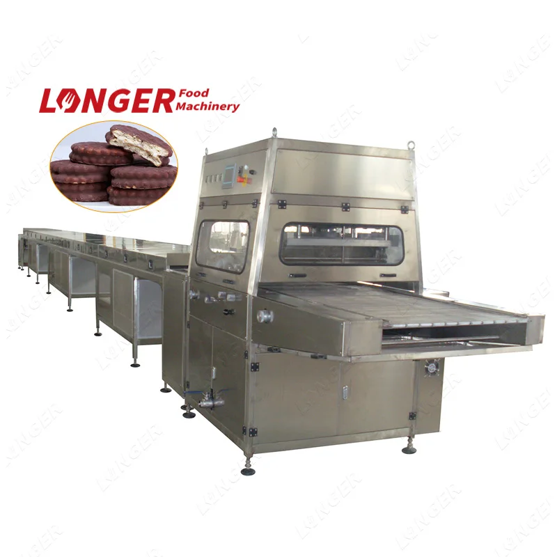 LFM Dates Continuous Chocolate Coating Machine Professional Chocolate Enrobing Line