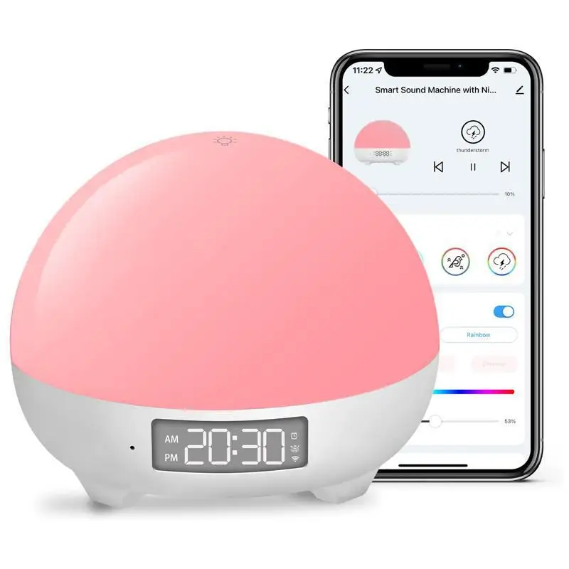 Smart White Noise Sound Temperature Detection Smart Baby Night Light Baby Cry Detection App Control to Set up Your Sleep Routine