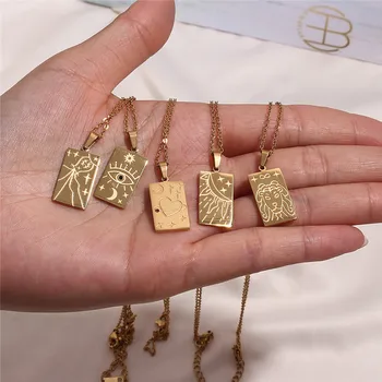 ネックレス・ペンダント 24K Gold-Plated Woven Tapestry Amulet Necklace SP Trendy 361L Titanium Stainless Steel Gold Plated Charm