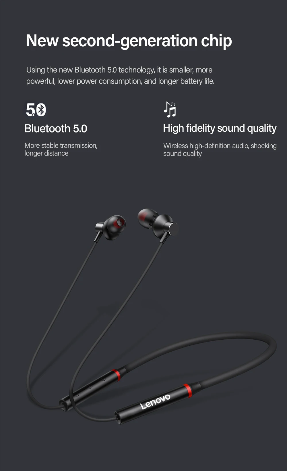 Lenovo He05x Lenovo Neckband 100% Asli 
