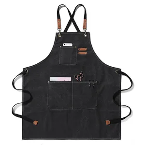Canvas Leather Customization Kitchen Welding Hairstylist Tool Chef Men and Women With Pocket Handmade Apron