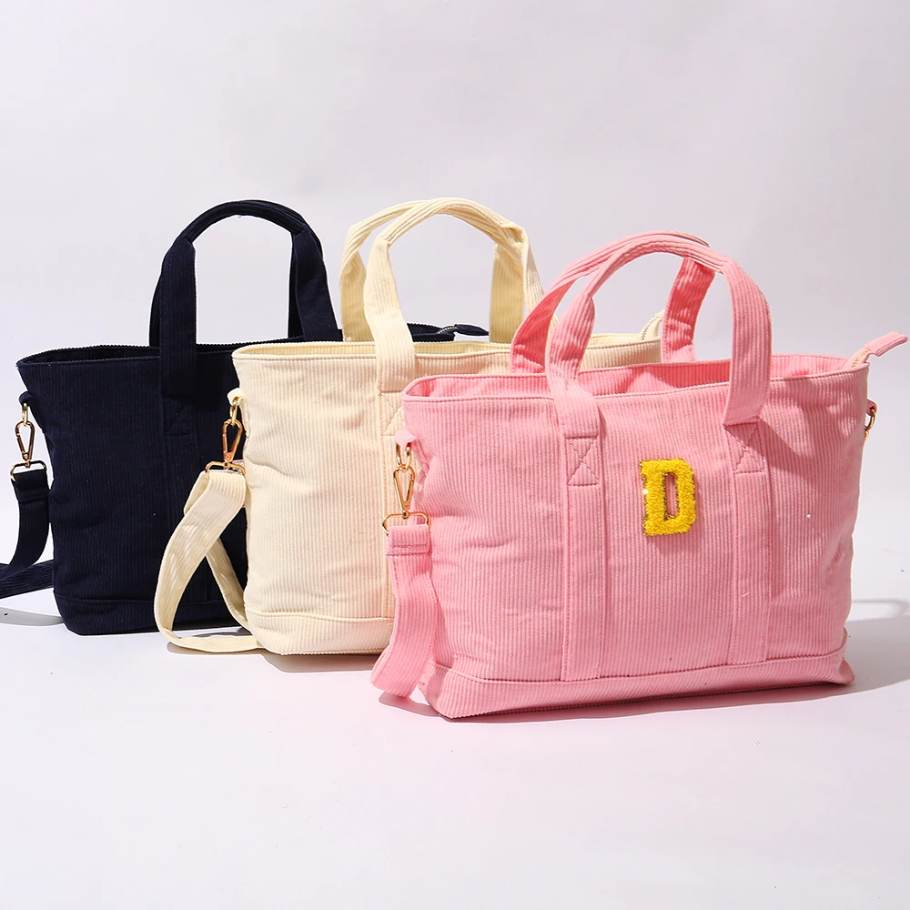 Ladies Zipper New Handbags 2023 Trending Tote Bags Corduroy Tote Laptop