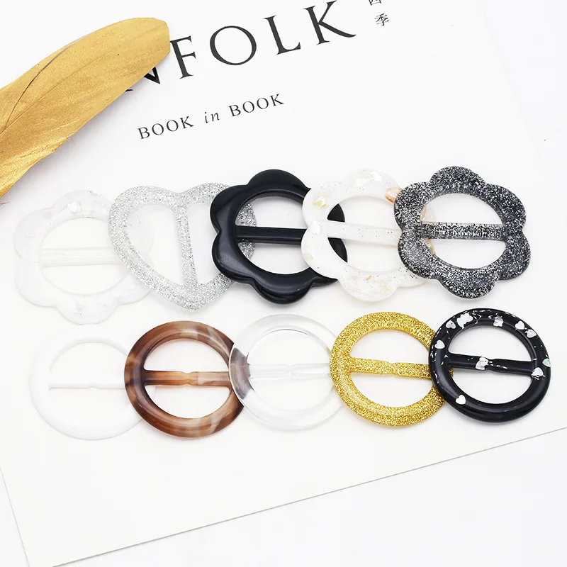Set De 9 Boucles De T-Shirt Métal Avec Strass - Clips Écharpe Anneau Strass Zircone
