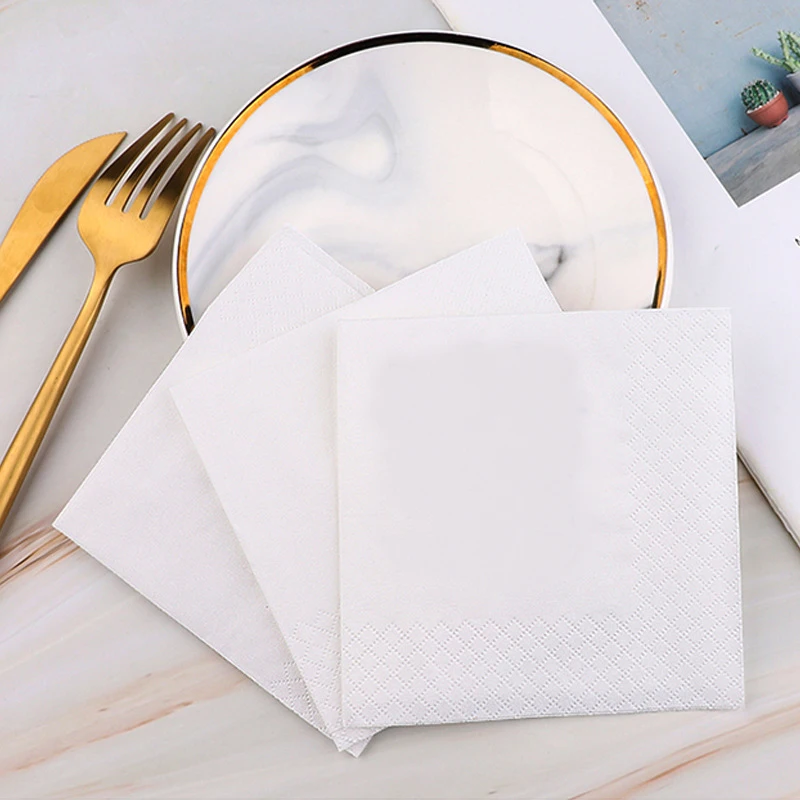 Manufacturers Quality 500 Pack Cocktail Napkins Paper 3 Ply White