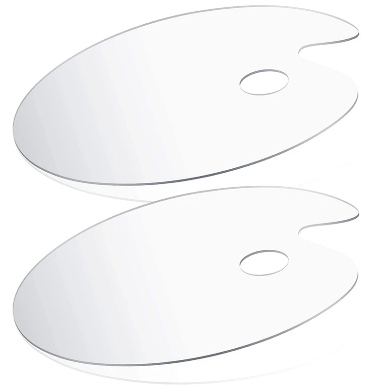 2Pcs Clear Acrylic Paint Palette 15.7 X 11.8 Inch Oval Non-Stick Oil Paint Transparent Palette for DIY Art Craft Painting