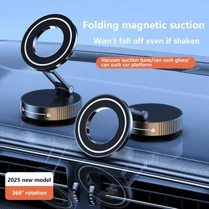Car Phone Magnetic Stand Mechanical Vacuum Suction Cup Rotate 360° Magnetic Adsorption Bracket Navigation Universal Holder