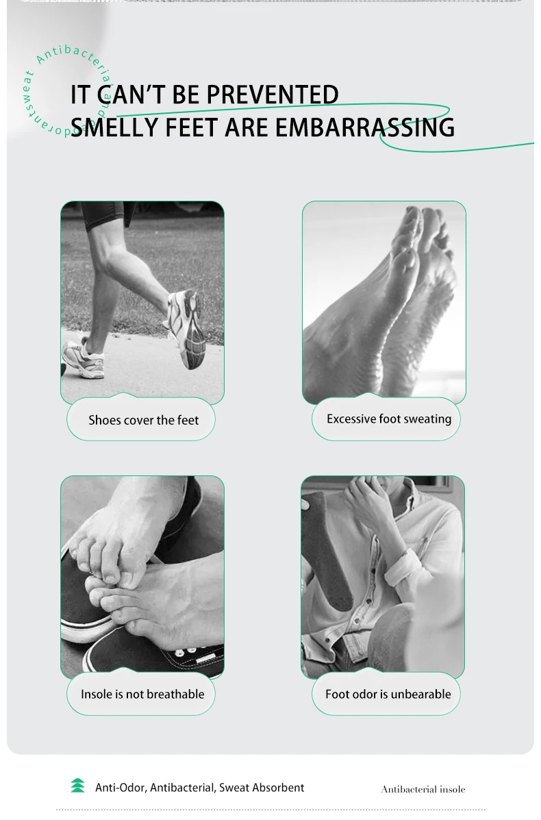 Antibacterial Deodorizing Insoles Sweat Absorbing Shoe Pads