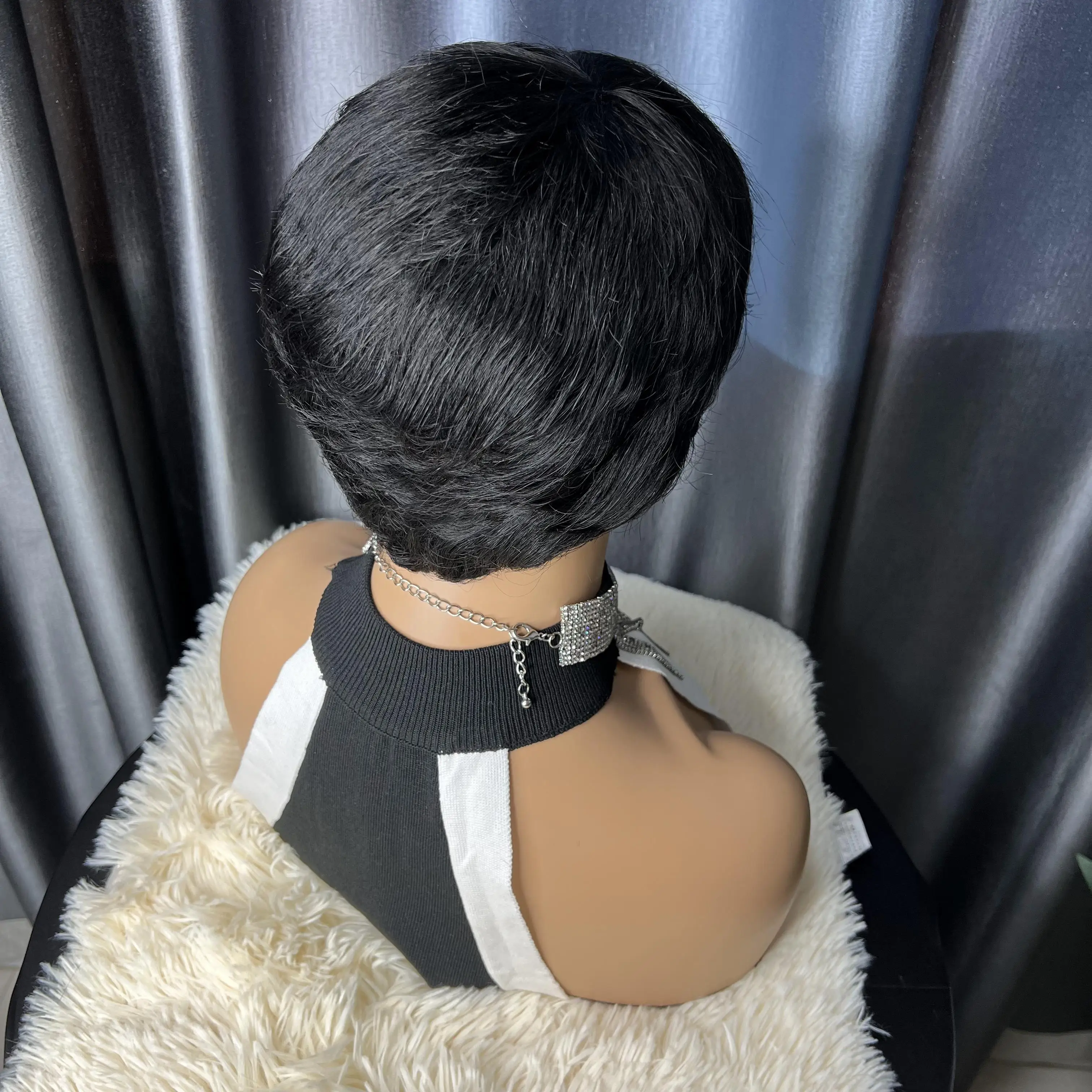 Short Pixie Wig Human Hair Natural Straight Glueless Lace Front with Bangs Amazon.com : Sidaila Pixie Cut Wig Human Hair Short Pixie  main image 4
