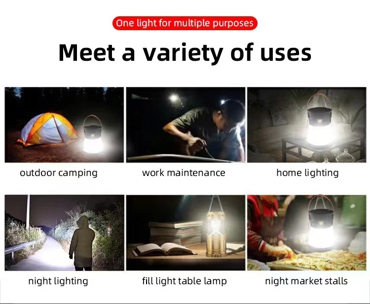 Portable Outdoor Waterproof Solar LED Camping Lantern Rechargeable Hand Emergency Light  Flashlights Hiking Tent Lamp manufacture