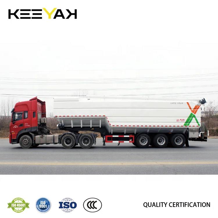 Three Axles Bulk Poultry Feed tank Semi Trailer Hydraulic Auger Animal Feeding Trailer at Good Price