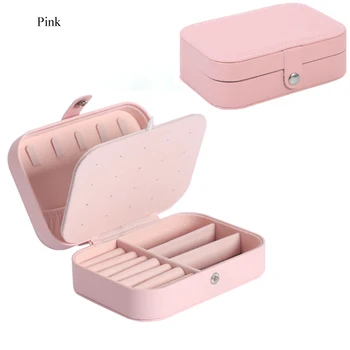 Rectangular Custom Logo Travel Gift Jewelry Necklace Earrings Leather Boxes Double Layer Ear Studs Storage Jewelry Organizer Box
