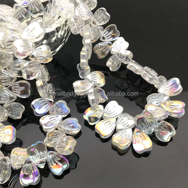 12MM popular crystal  beads  petal shape for jewelry making DIY glass flower beads for pendants and hair accessories factory