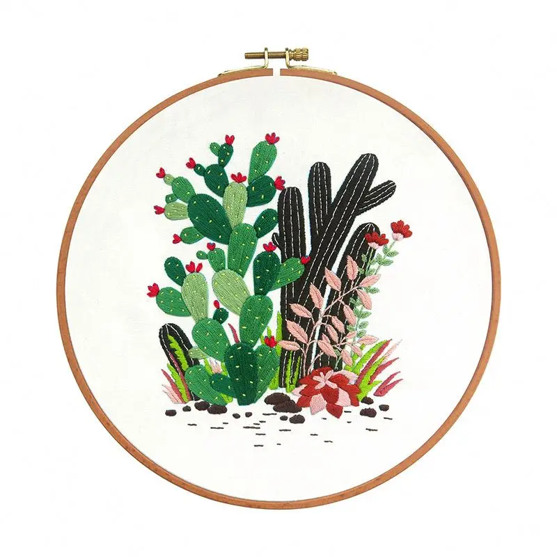 Lyc-2735 и изображением мультяшного кактуса, с вышивкой в виде рисунка швейный набор «сделай сам», ручное теснение, наборы для вышивания, для начинающих