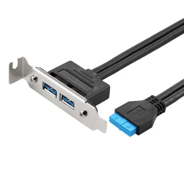 Cables Motherboard Header 20pin to Dual USB 3.0 A Female Adapter Panel Mount Cable Cable Length: 50cm, Color: Blue
