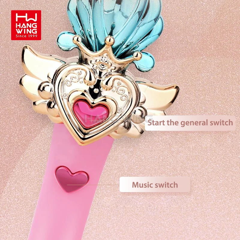 HW Light Music Starry Sky Magic Stick Wand Hand-Held Glowing Fairy Wand Electric Light Wand Scepter Girls Children's Classic Toy