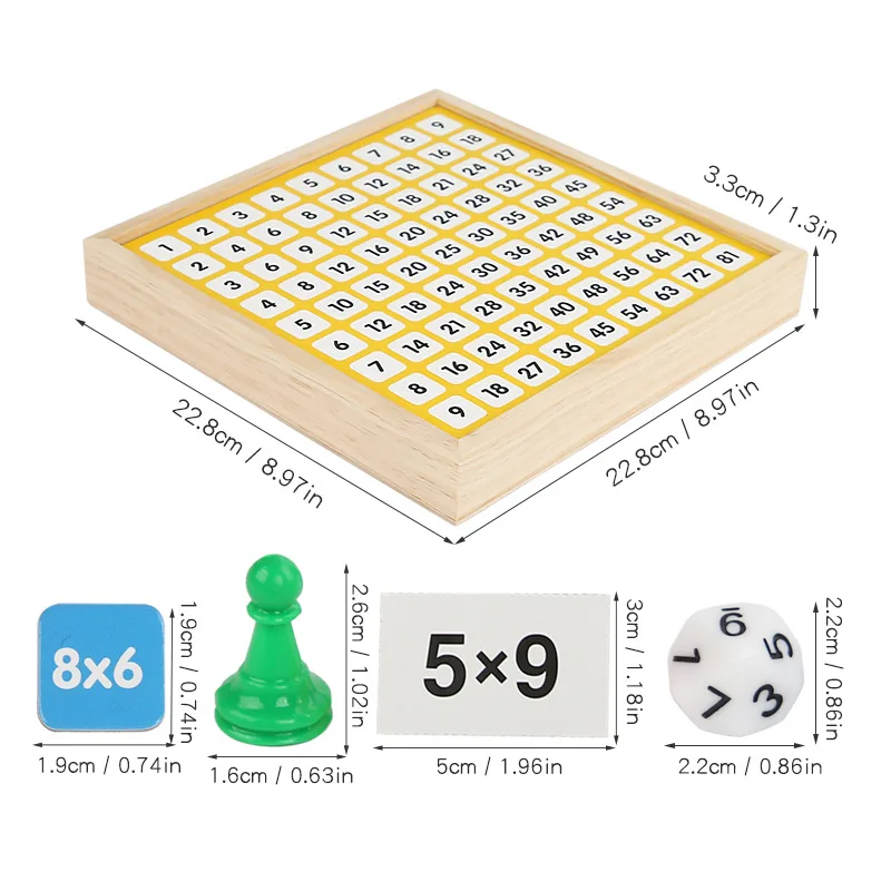 Double Sided Board Table Dice Card Games for Kids Wooden Multiplication Math Board Montessori Educational Toys