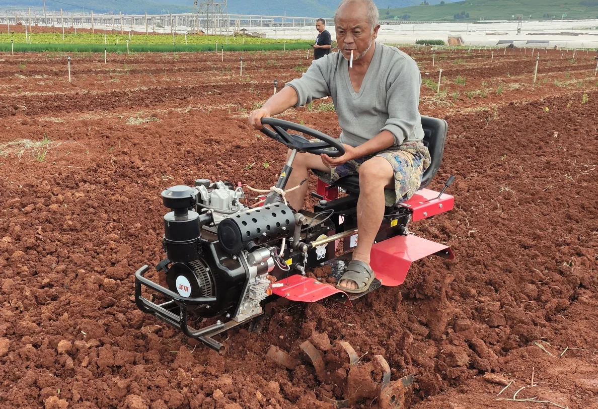 Meiqi 195 Rotary Tiller Cultivators Diesel Engine Mini Power Tiller ...