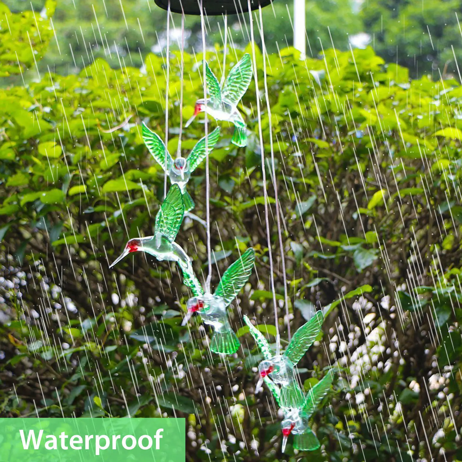 6 Humming Bird RGB Color Changing Solar Wind Chime Light Outdoor Waterproof LED Solar Light Manufacturer