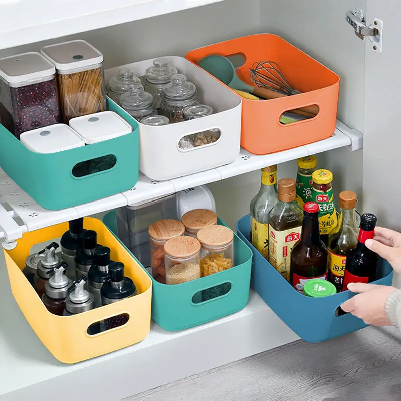 Storage basket Desktop storage box Household cosmetics storage shelf Bathroom kitchen dormitory sundries snacks plastic box