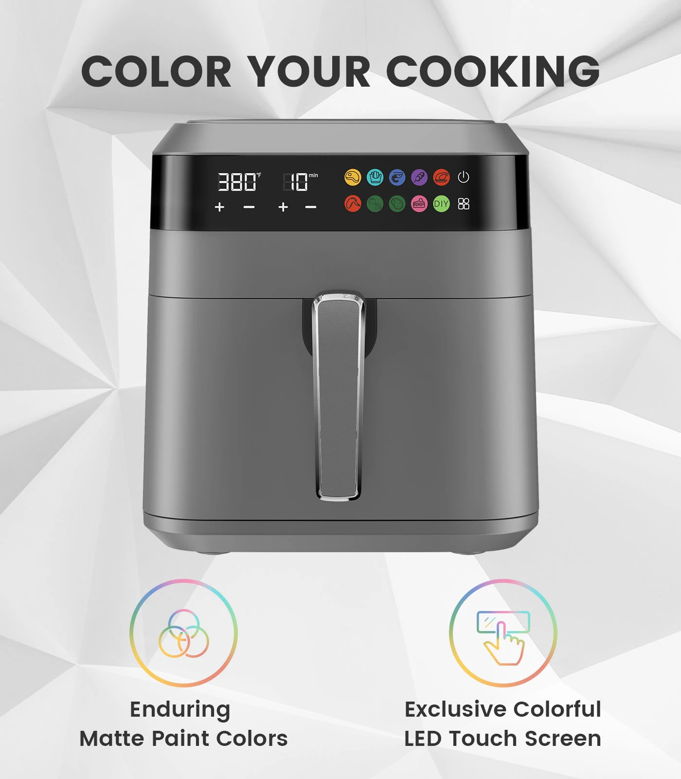 6.5l Detachable Multifunctional Electric Nonstick Air Fryers Black