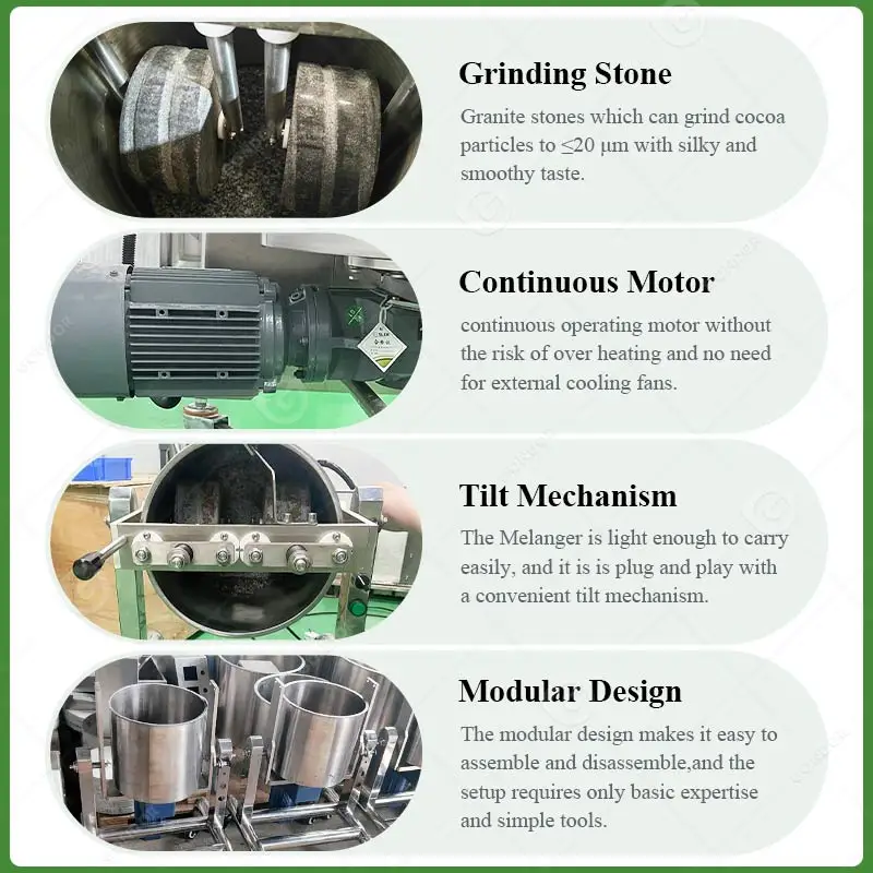 Paste Ganash Make Storage Melting Tank Grind Mixing Mixer Small Stone Grinder Melanger Machine for Chocolate