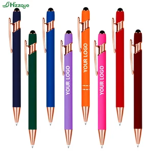 Promotional Custom 2 in 1 Capacitive Multi Function Metal Ball Pen Aluminum Screen Logo Engraved Stylus Pen Rose Gold Pen
