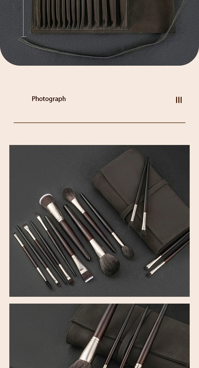 Wholesale 15pcs Natural Hair Goat Hair Makeup Brush Set Real Hair