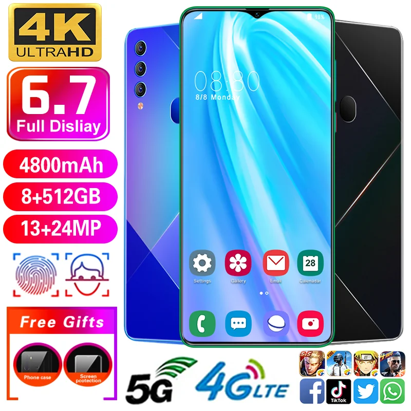 M90 + смартфонов новые продукты 6,7 Inch 8 ГБ + 512 ГБ Android открытые Мобильные телефоны 5G смарт-сотовых телефонов