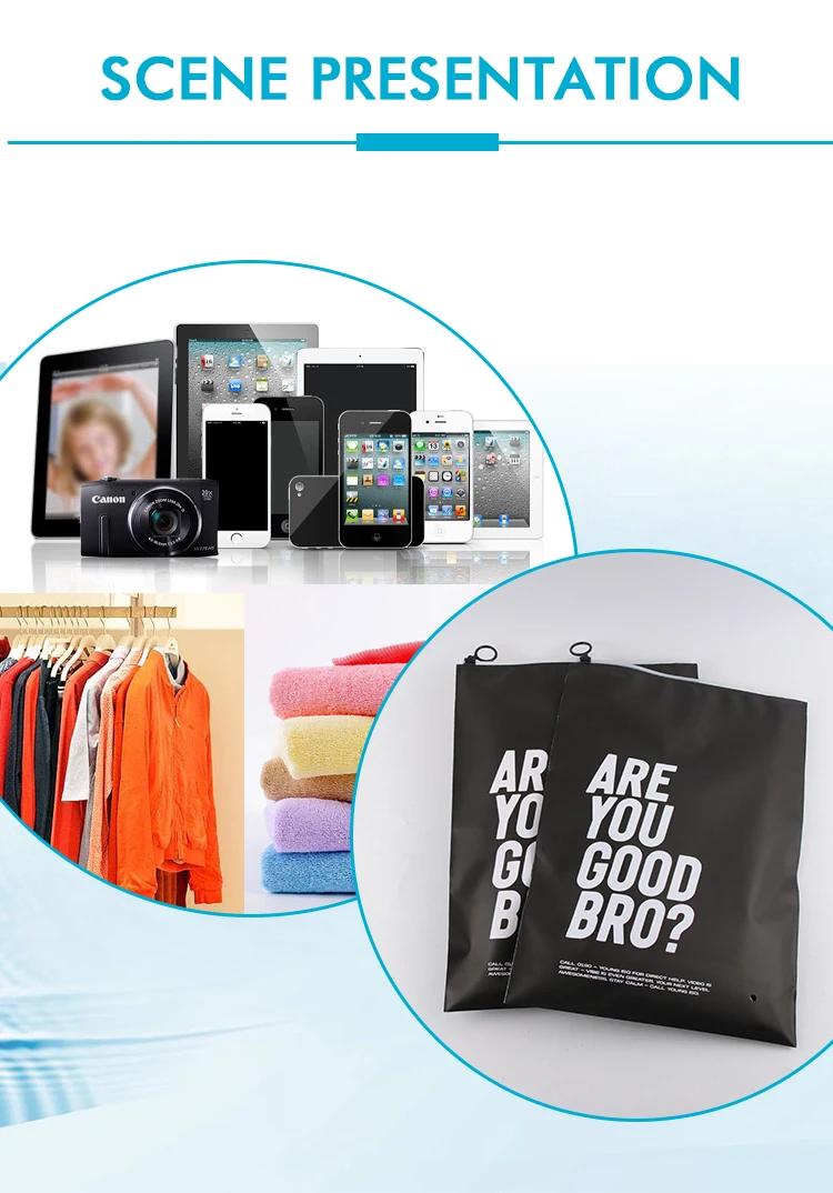 Custom Printed Logo CPE Plastic Slider Zipper Bags For Clothing Underwear T-Shirt Packaging