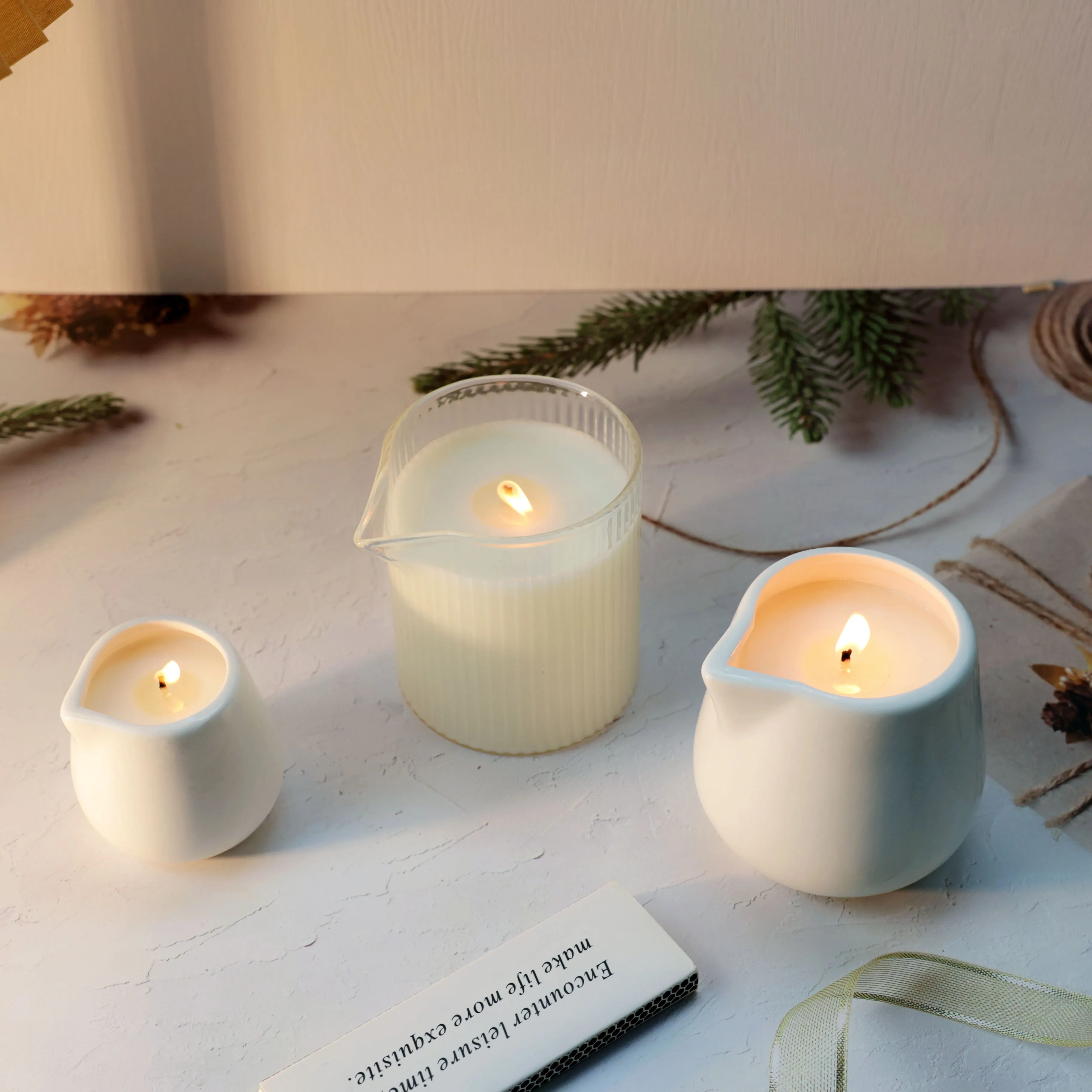 Wholesale Custom Unique White Essential Oil Ceramic Luxury Candle Jars