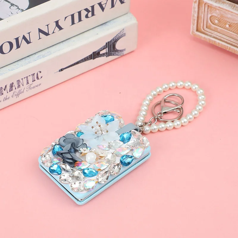 Роскошное зеркало с блестящими стразами роскошное ручной держатель карманное круглое роскошные зеркала для