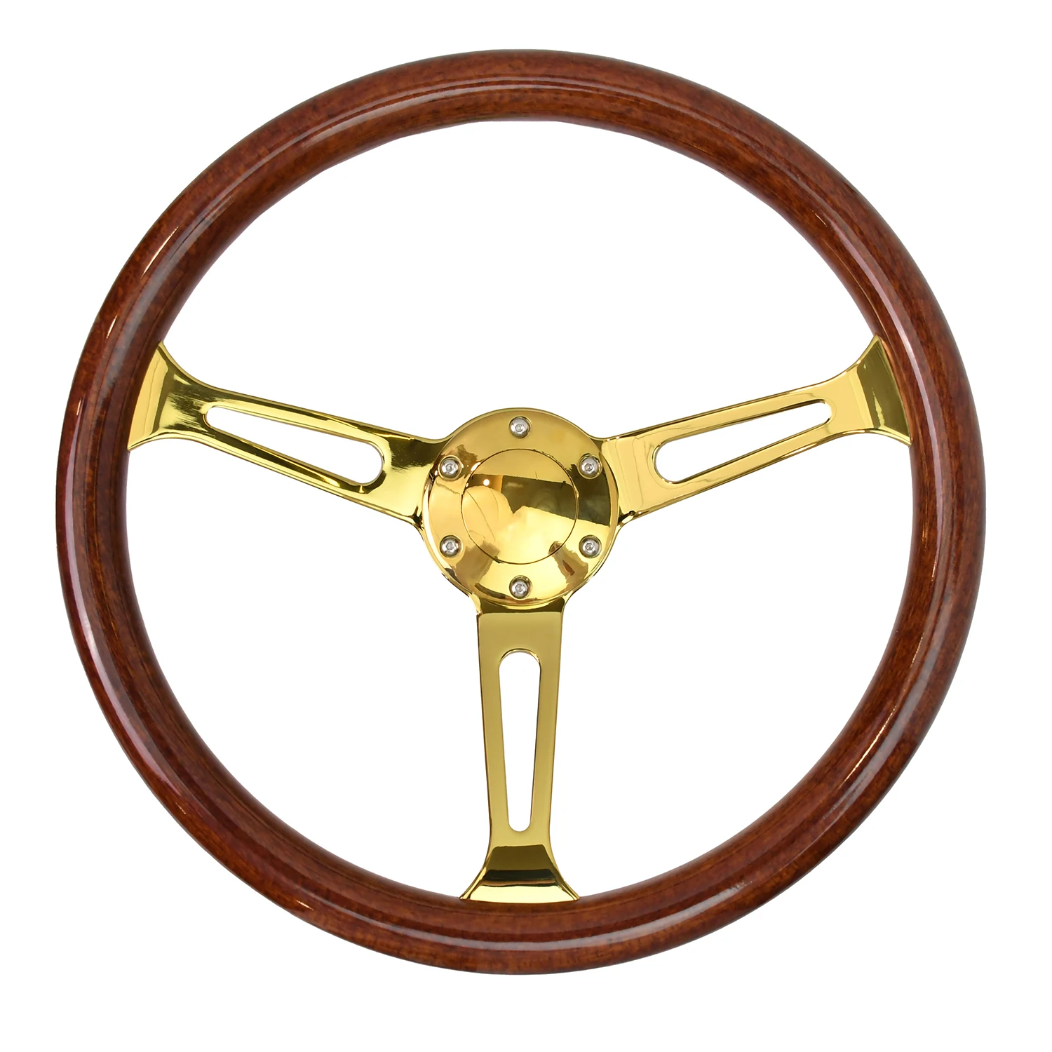 2024 New Gold Bracket Wood Grain ABS Material 380mm Steering Wheel