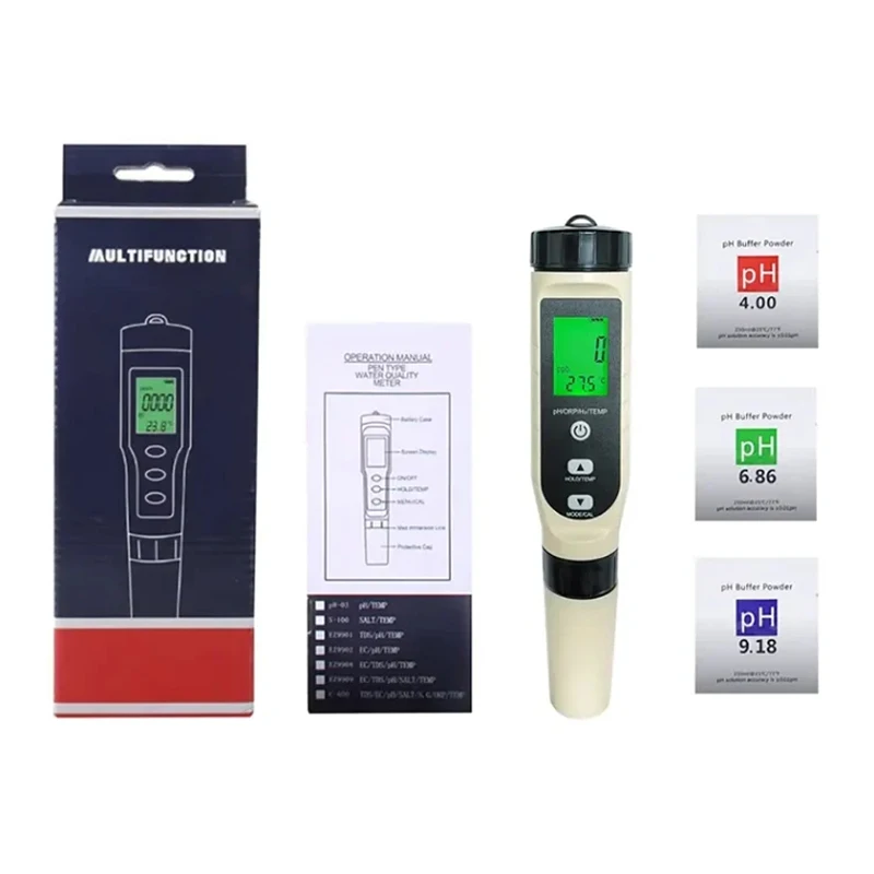 4 in 1 pH H2 ORP Temp Test Kit Hydrogen Water Ppb/ppm Meter Dissolved Hydrogen Test Pen for Hydrogen Water with ATC & Backlight