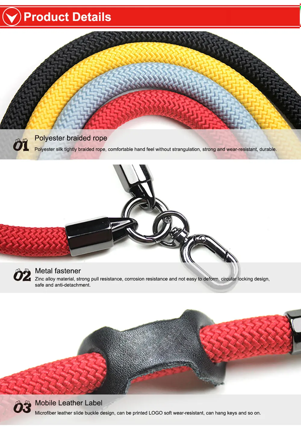Phone Lanyard Mobile Chain Strap Rope Case Customized Adjuster Accessories Cell Pure Colour Simple Luxury Sjs040 Laudtec details